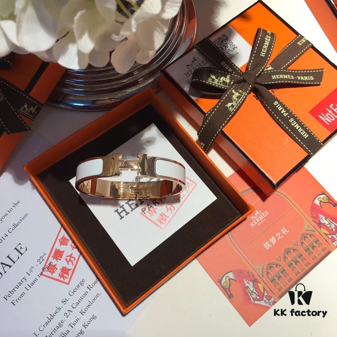 Hermès New H-Initial Enamel Bangle Bracelet