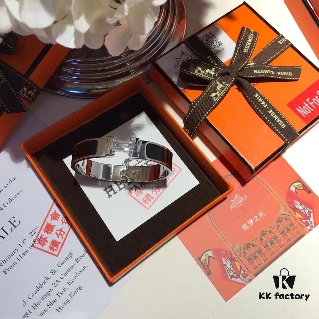 Hermès New H-Initial Enamel Bangle Bracelet