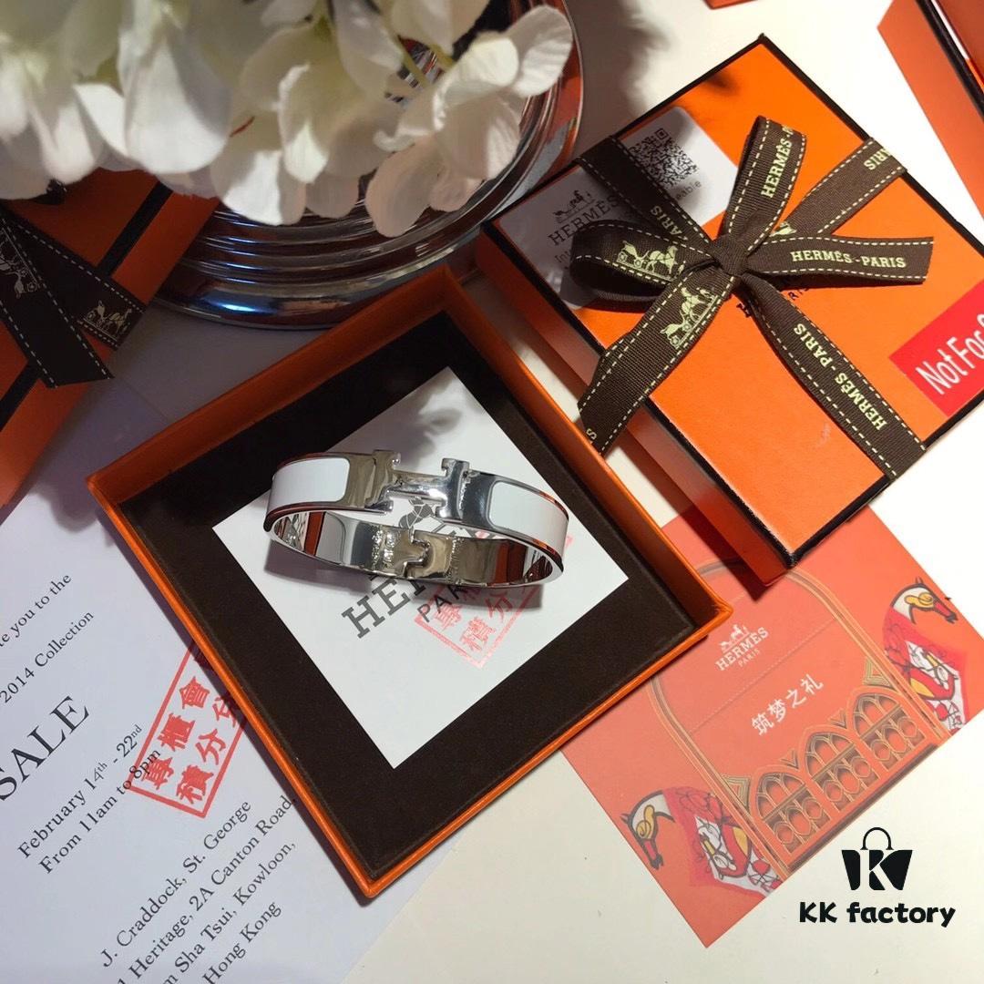 Hermès New H-Initial Enamel Bangle Bracelet