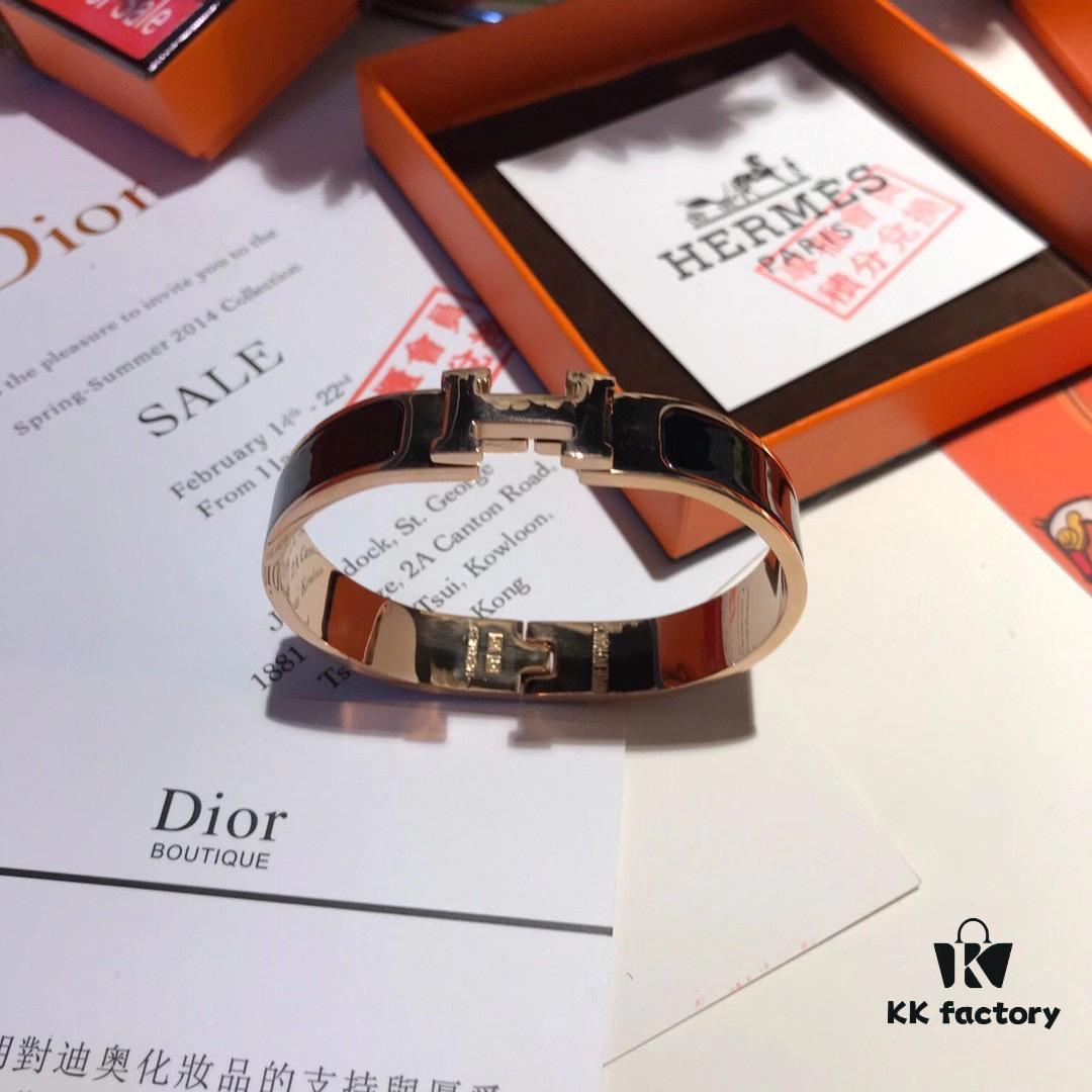 Hermès New H-Initial Enamel Bangle Bracelet