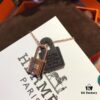 Hermès New Leather Lock Necklace in Rose Gold & White Gold