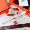Hermès Bracelet & H Necklace Set - Premium Quality, Rose Gold, Classic Red, Long-Lasting Color