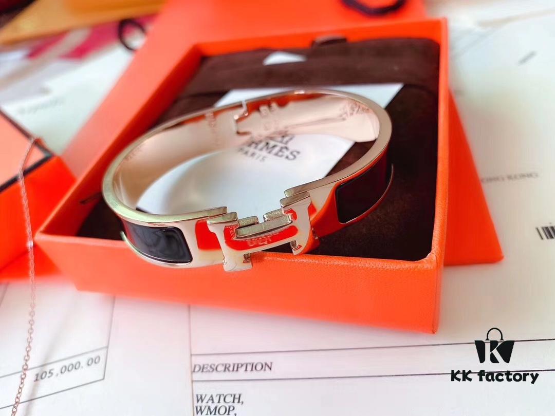 Hermès Bracelet & H Necklace Set - Premium Quality, Rose Gold & Classic Black, Long-Lasting Color