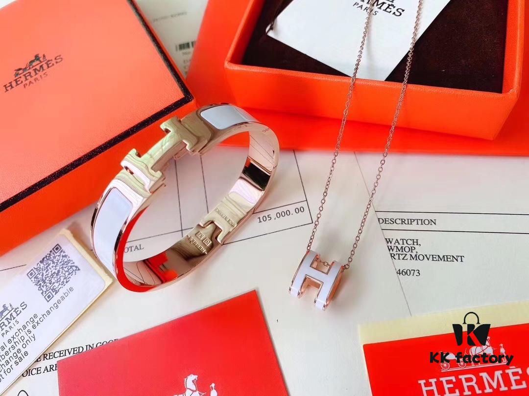 Hermès Bracelet + H Necklace Set (Two Sets, Original Packaging & Free Shipping)