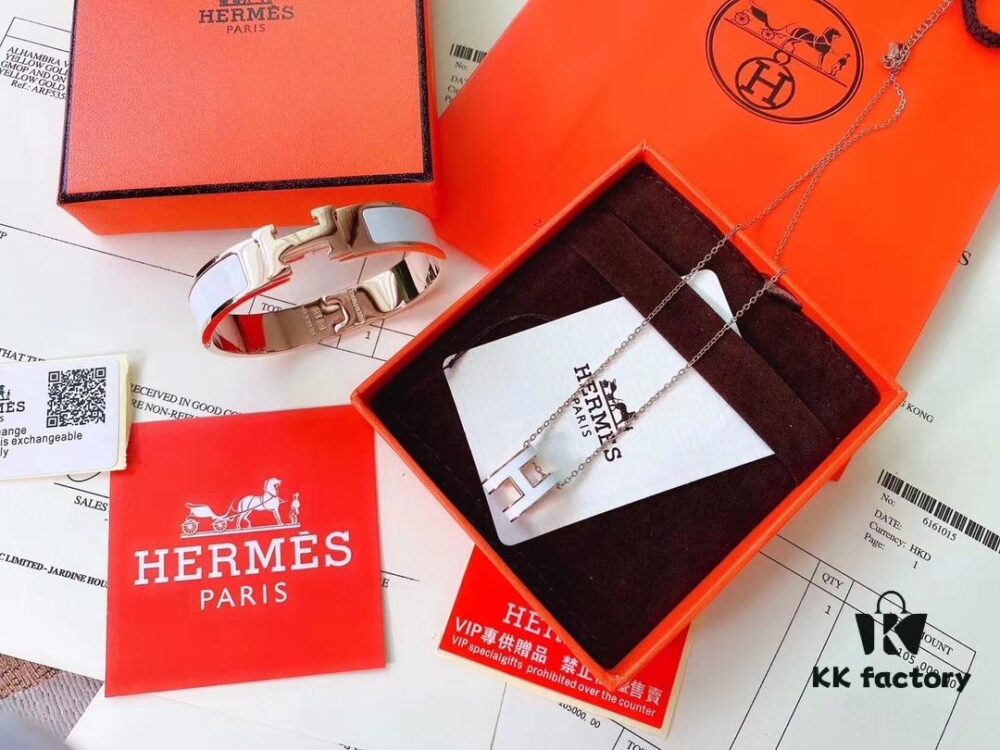 Hermès Bracelet + H Necklace Set (Two Sets, Original Packaging & Free Shipping)