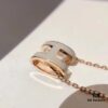 Hermes Pop H Enamel Necklace in Rose Gold with Milk Tea Gray