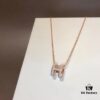 Hermes Pop H Enamel Necklace in Rose Gold with Milk Tea Gray