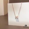Hermes Pop H Enamel Necklace in Rose Gold with Milk Tea Gray