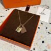 Hermès O'Kelly Lock Necklace, Premium Brass with Thick Gold Plating, Adjustable Chain Length, Multiple Colors Available for Versatile Styling