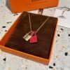 Hermès O'Kelly Lock Necklace, Premium Brass with Thick Gold Plating, Adjustable Chain Length, Multiple Colors Available for Versatile Styling