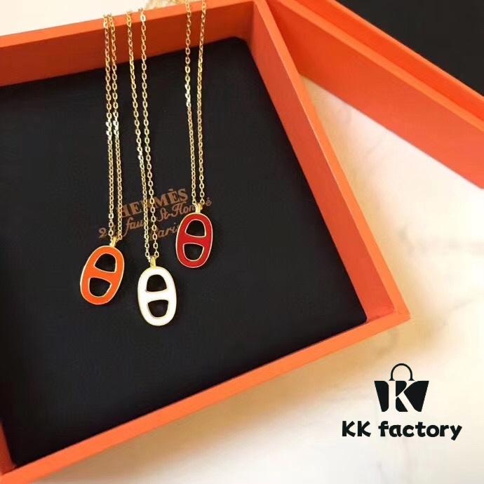 Hermes Pig Nose Necklace, High-End Custom Full S925 Silver Plated with Gold