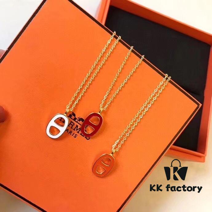 Hermes Pig Nose Necklace, High-End Custom Full S925 Silver Plated with Gold