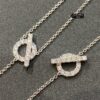 Hermes Finesse Series, Small Q, New Silver Color, Y-Necklace and Bracelet