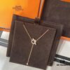 Hermes Finesse Rose Gold Diamond Y Necklace and Bracelet, Mini Hollow-out Circle with Bar Design, Exquisite Craftsmanship, CNC Precision Carved, Imported Silicon Titanium Diamonds, Hand-Set Stones, Jewelry-Grade Finish