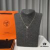 Hermes Finesse Rose Gold Diamond Y Necklace and Bracelet, Mini Hollow-out Circle with Bar Design, Exquisite Craftsmanship, CNC Precision Carved, Imported Silicon Titanium Diamonds, Hand-Set Stones, Jewelry-Grade Finish