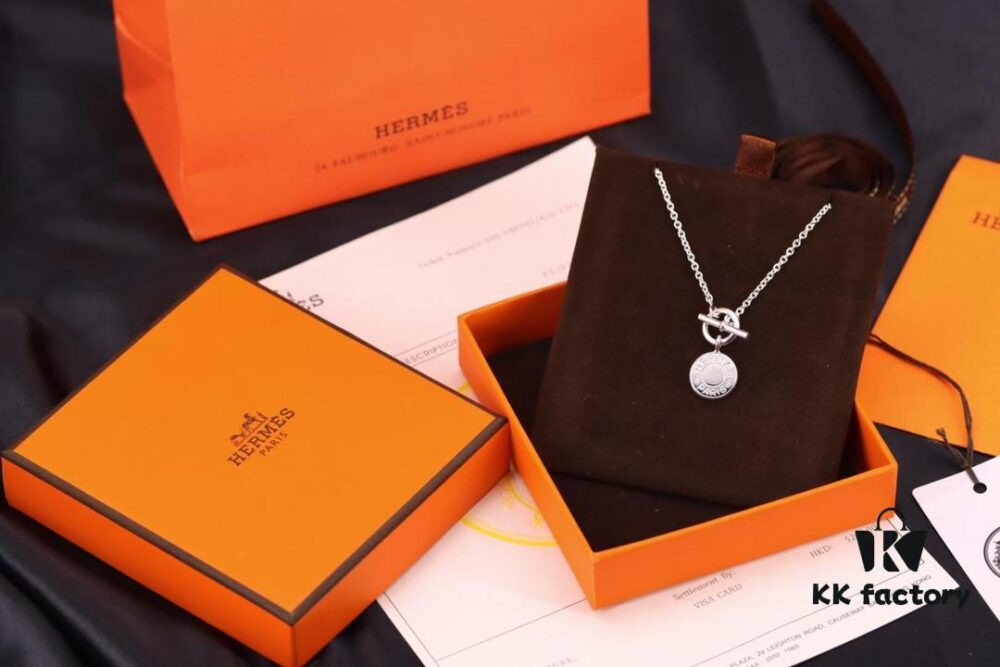 Hermes Disc Pin Buckle Necklace, Hermes Pig Nose Pin Buckle Necklace, Hermes Birkin Bag Pin Buckle Necklace