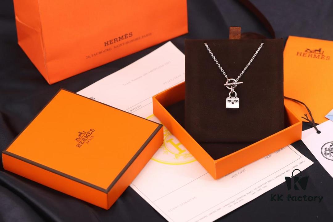 Hermes Disc Pin Buckle Necklace, Hermes Pig Nose Pin Buckle Necklace, Hermes Birkin Bag Pin Buckle Necklace