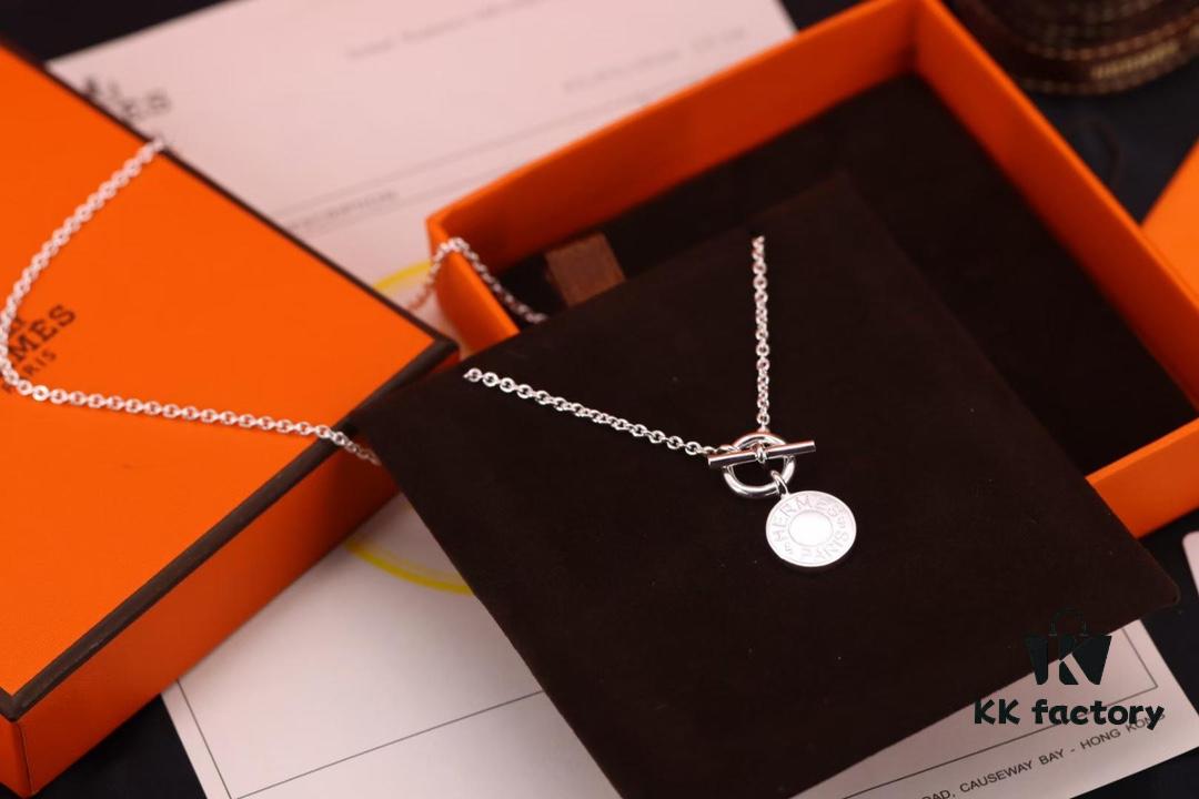 Hermes Disc Pin Buckle Necklace, Hermes Pig Nose Pin Buckle Necklace, Hermes Birkin Bag Pin Buckle Necklace