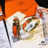 Hermes High-Replica Enamel H Bangle Bracelet in Rose Gold - Matching Couple's Design, Available in Size 17 and 19