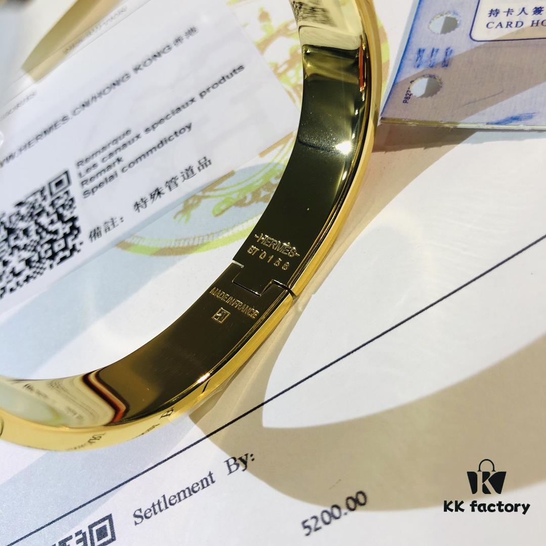 Hermes High-Replica Enamel H Bangle Bracelet in Rose Gold - Matching Couple's Design, Available in Size 17 and 19