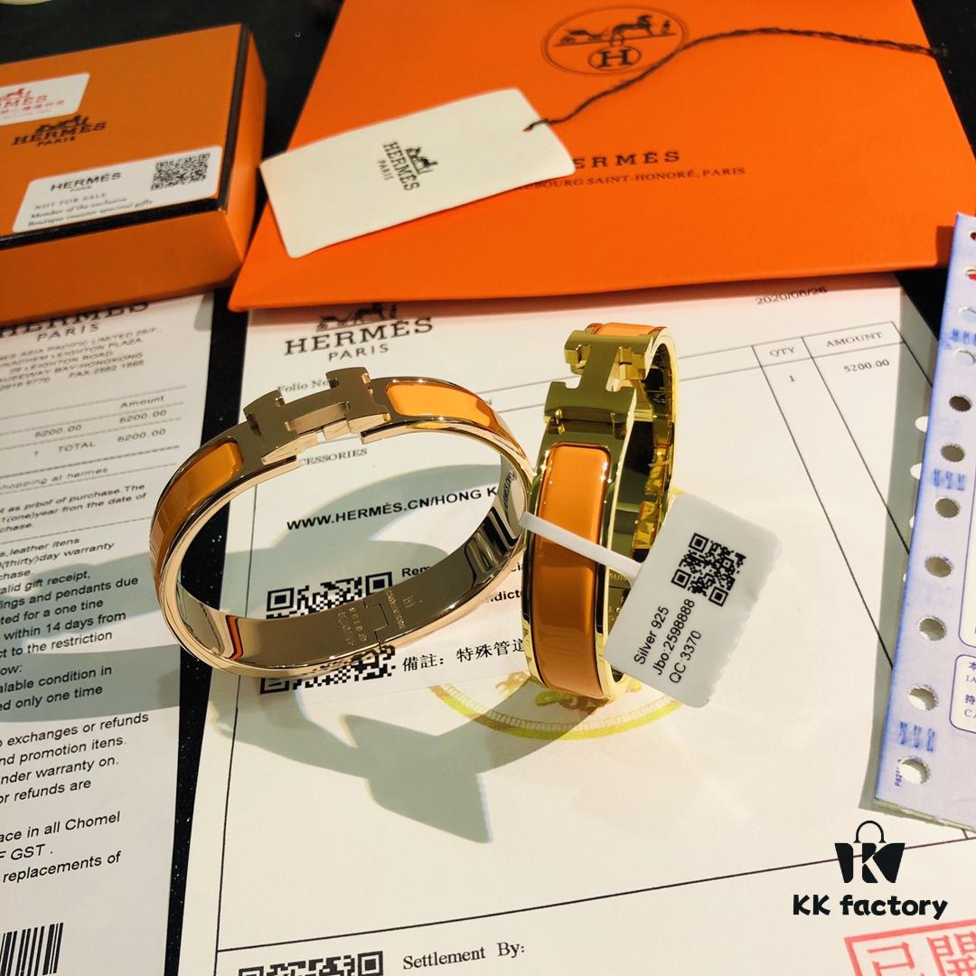 Hermes 1:1 Replica Sticker, Label, Receipt Set Available in Rose Gold - Hermes CLIC Enamel H Bracelet Classic Couple's Style