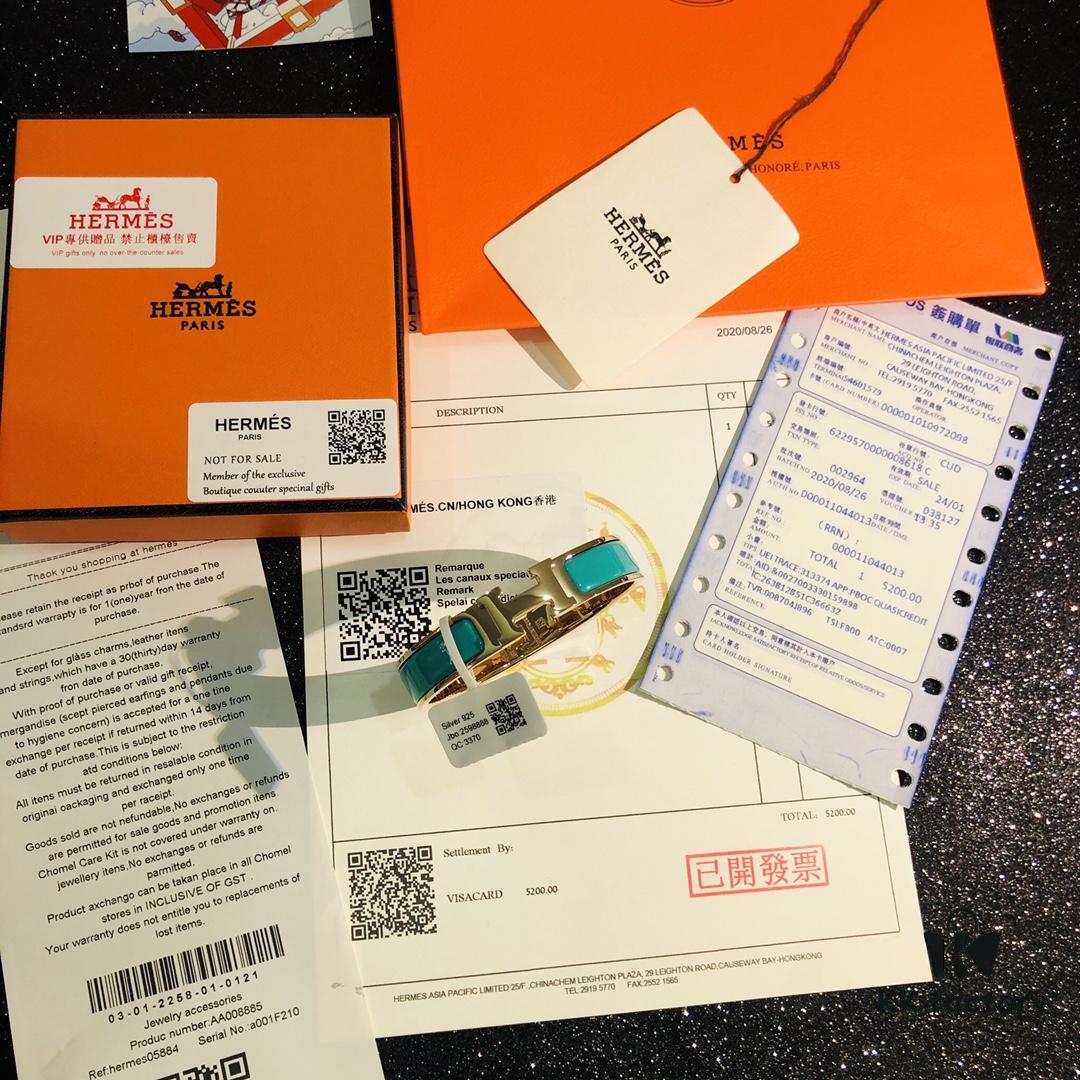 Hermès Enamel Clic H Bracelet - Rose Gold Replica, One-to-One Match with Sticker, Label, Receipt Included, Available in Size 17 and 19, Perfect for Couples