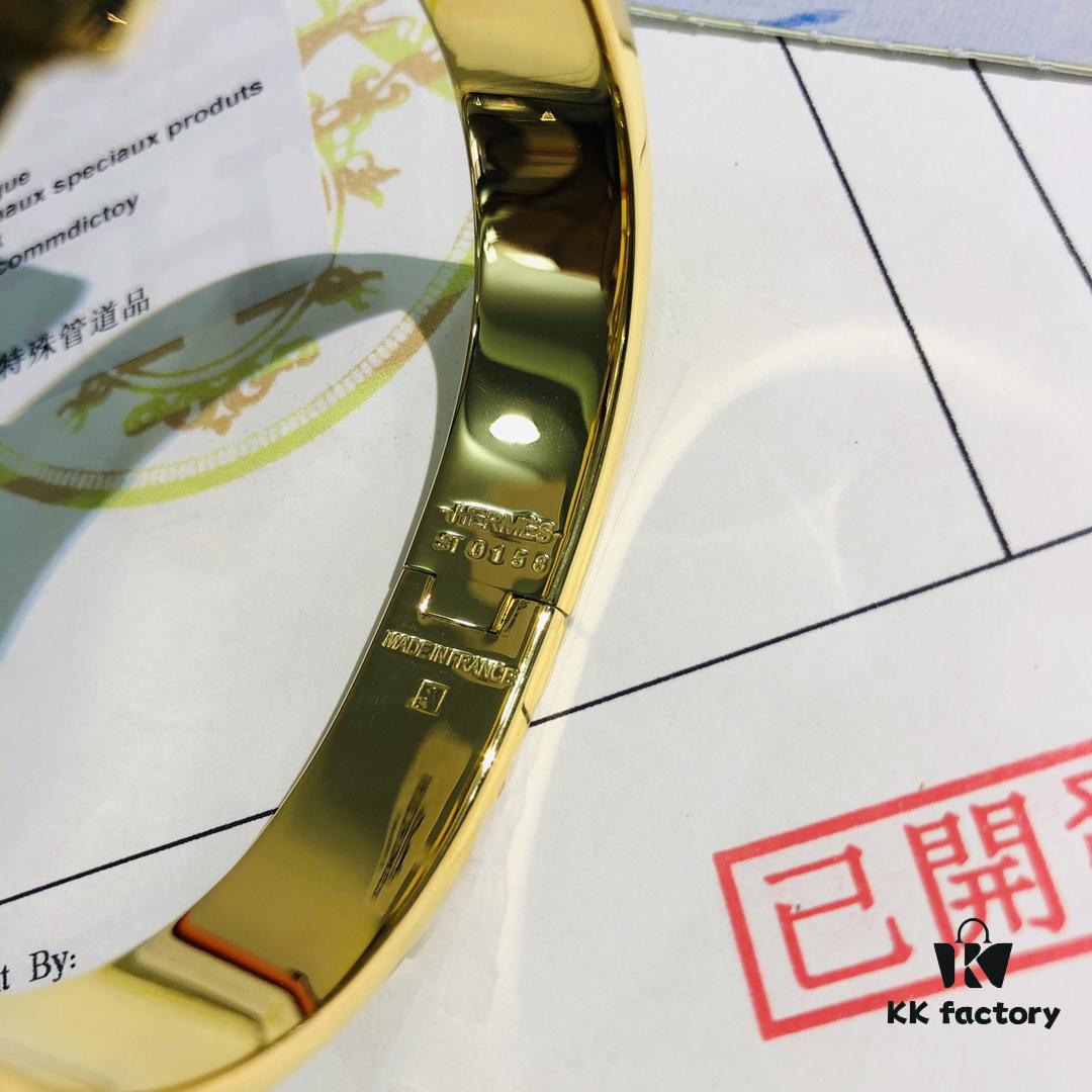 Hermès High-Replica Enamel 'Clic H' Bracelet in Rose Gold – Classic Unisex Design, Perfect for Couples, Sizes 17 & 19 Available