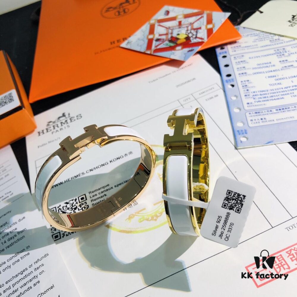 Hermès 1:1 Replica Sticker, Label, Receipt Set 🏷️🧾 Rose Gold Purchased Version Available In Stock Herme*CLIC Enamel H Bracelet