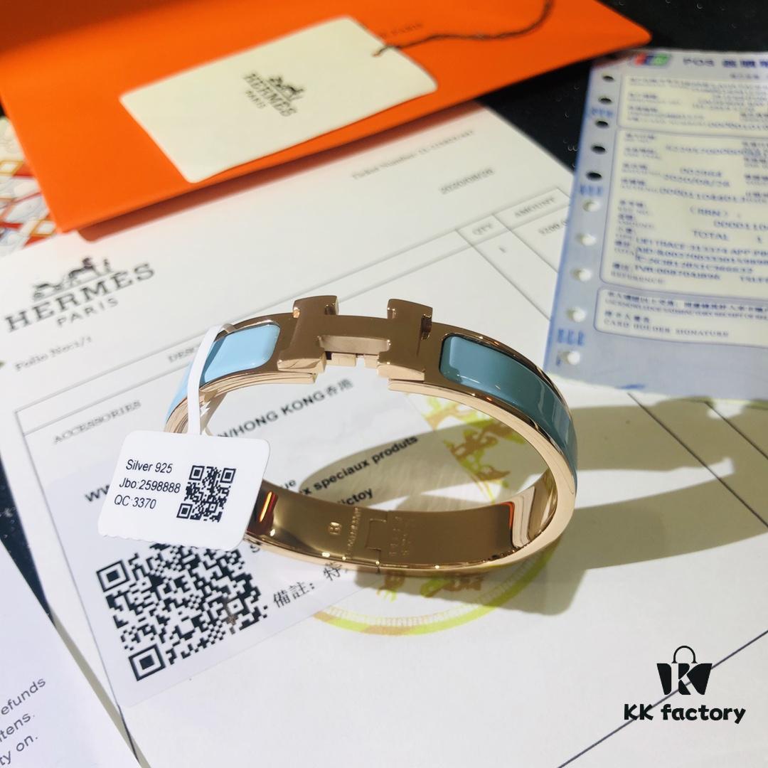 Hermes 1:1 Replica Sticker, Label, Receipt Set 🌟 Rose Gold Version 😎 Available in Stock | Herme*CLIC Enamel H Bracelet | Classic Unisex Design for Couples, Size 17 & 19