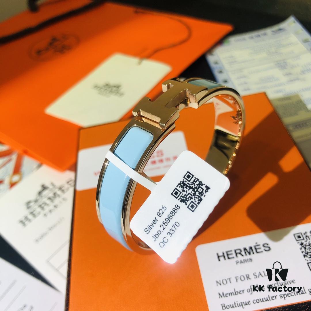 Hermes 1:1 Replica Sticker, Label, Receipt Set 🌟 Rose Gold Version 😎 Available in Stock | Herme*CLIC Enamel H Bracelet | Classic Unisex Design for Couples, Size 17 & 19