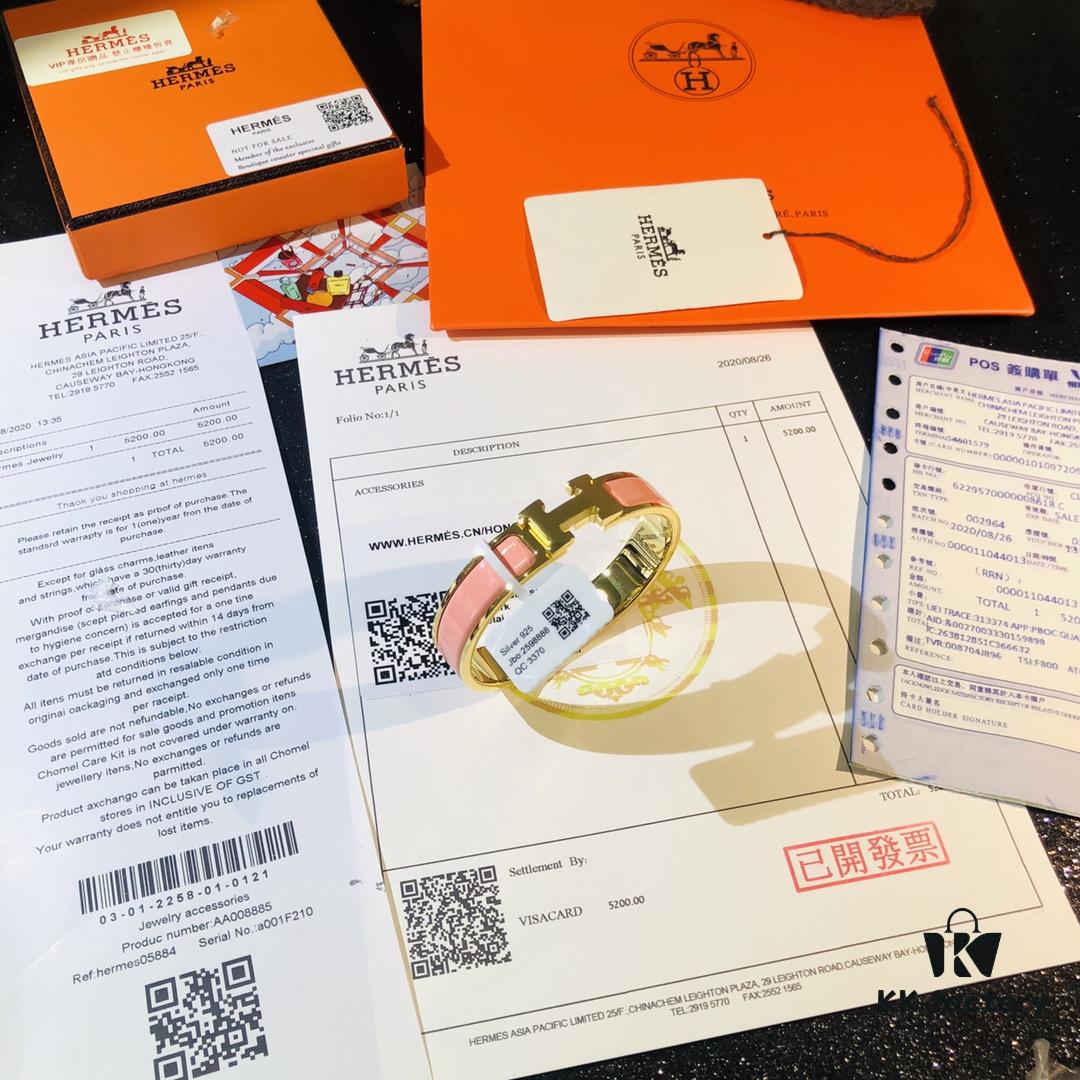 Hermes High-Replica Enamel Clic H Bracelet in Rose Gold – Full Set with Stickers, Labels, and Receipts – Classic Unisex Design