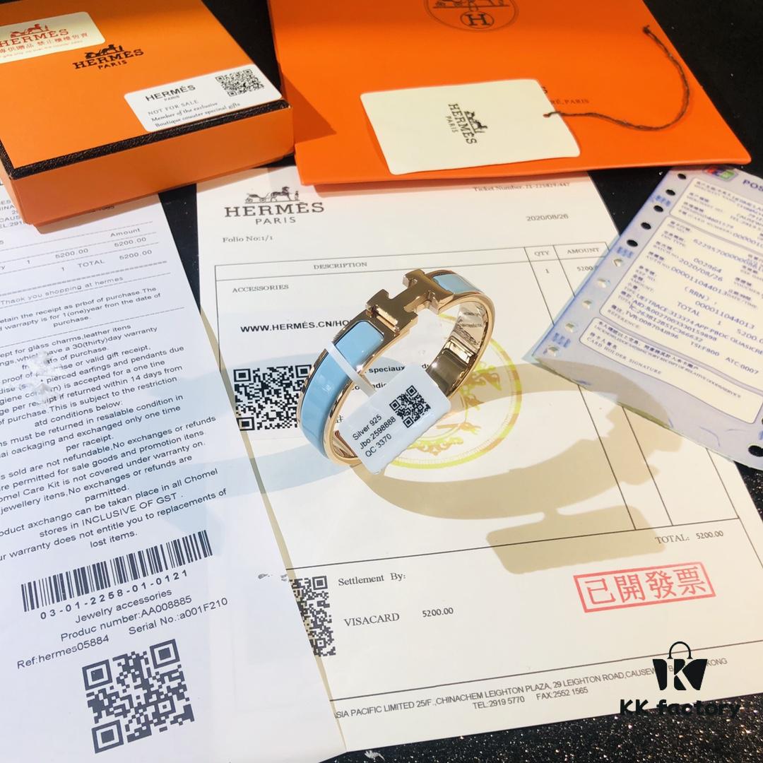 Hermes 1:1 Replica Sticker, Label, Receipt Set 🌟 Rose Gold Version 😎 Available in Stock | Herme*CLIC Enamel H Bracelet | Classic Unisex Design for Couples, Size 17 & 19