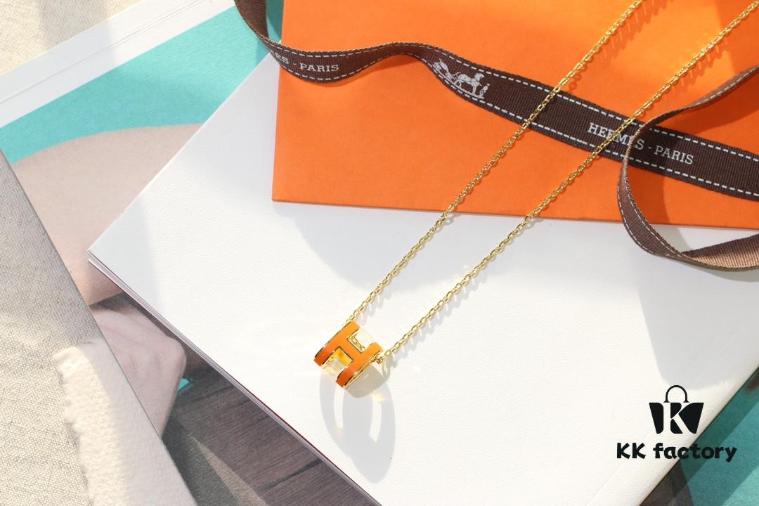 Classic H Necklace, Precision CNC Carved, Sharp Clean Angles, Available in Gold and Rose Gold