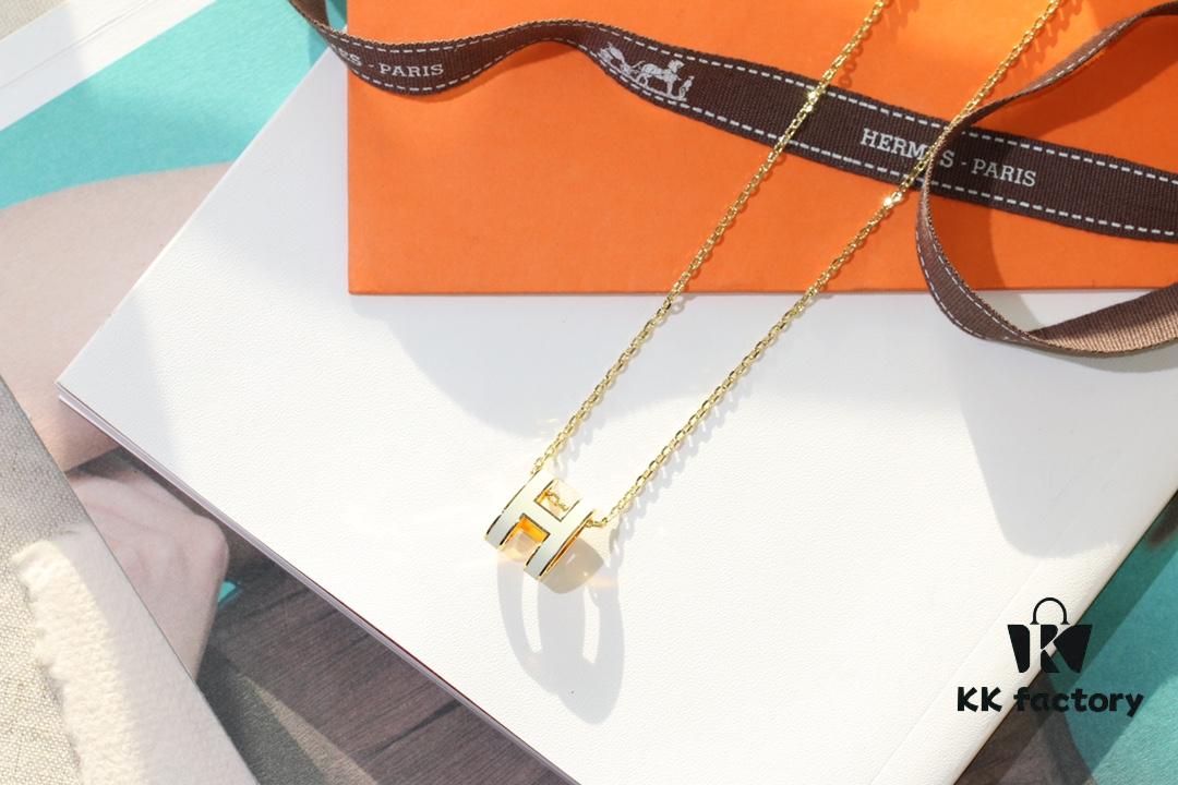 Classic H Necklace, Precision CNC Carved, Sharp Clean Angles, Available in Gold and Rose Gold