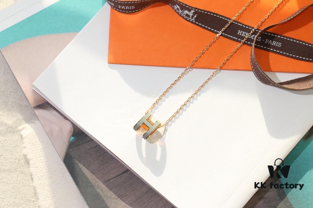 Classic H Necklace, Precision CNC Carved, Sharp Clean Angles, Available in Gold and Rose Gold