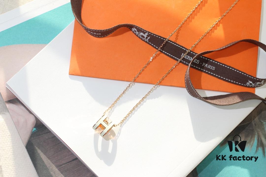 Classic H Necklace, Precision CNC Carved, Sharp Clean Angles, Available in Gold and Rose Gold