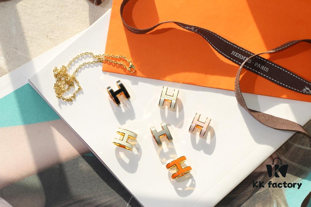 Classic H Necklace, Precision CNC Carved, Sharp Clean Angles, Available in Gold and Rose Gold