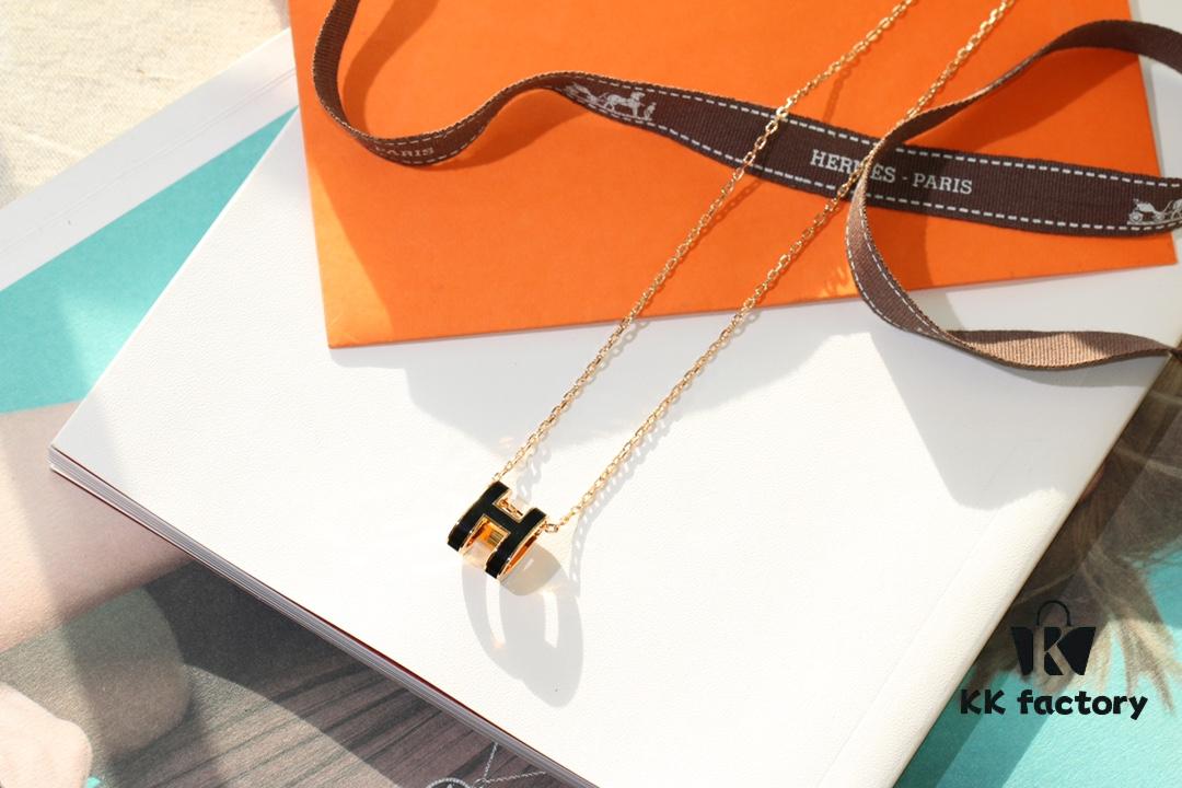 Classic H Necklace, Precision CNC Carved, Sharp Clean Angles, Available in Gold and Rose Gold