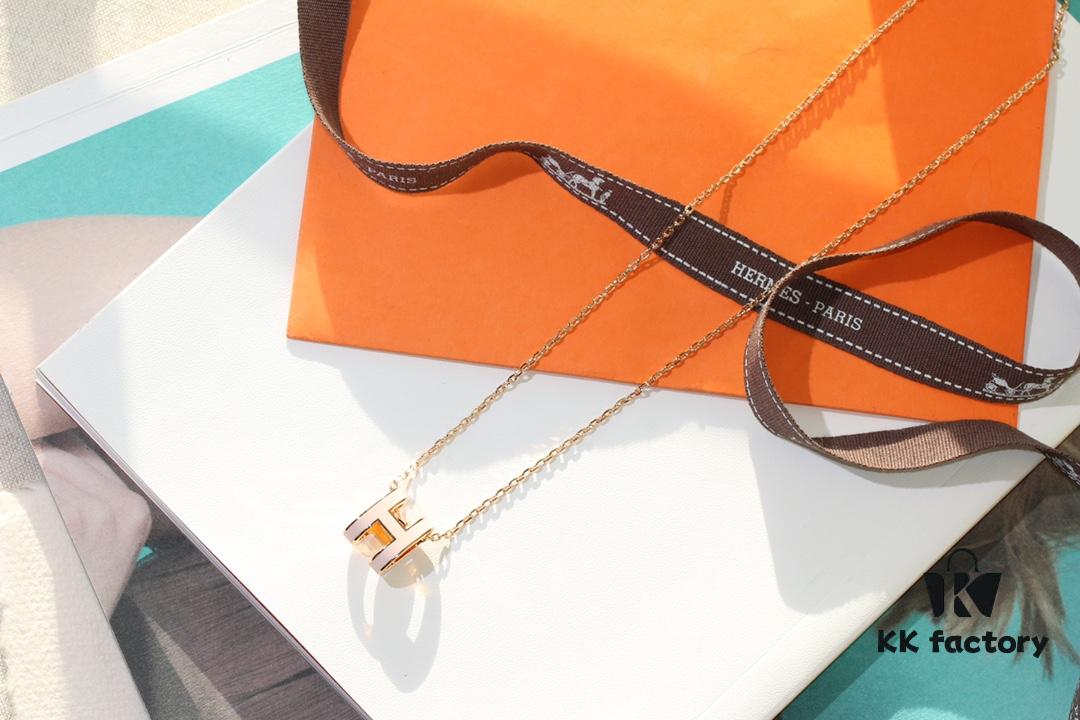 Classic H Necklace, Precision CNC Carved, Sharp Clean Angles, Available in Gold and Rose Gold