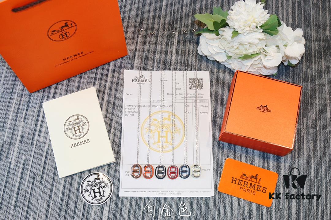 Hermès-Inspired Necklace, SEIKO Version, Fashionable Designer Brand, Genuine Leather Craftsmanship, Gold-Tone Material