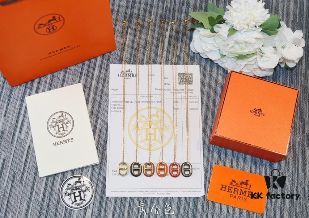 Heritage Edition. Fashionable and Trendy Top Designer Brand Hermes Lock Necklace Genuine Leather Craft with Gold-Plated Material