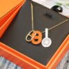 Heritage Edition. Fashionable and Trendy Top Designer Brand Hermes Lock Necklace Genuine Leather Craft with Gold-Plated Material