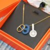 Heritage Edition. Fashionable and Trendy Top Designer Brand Hermes Lock Necklace Genuine Leather Craft with Gold-Plated Material