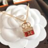 Hermes HERMES Bag Red Agate White Mother-of-Pearl Necklace