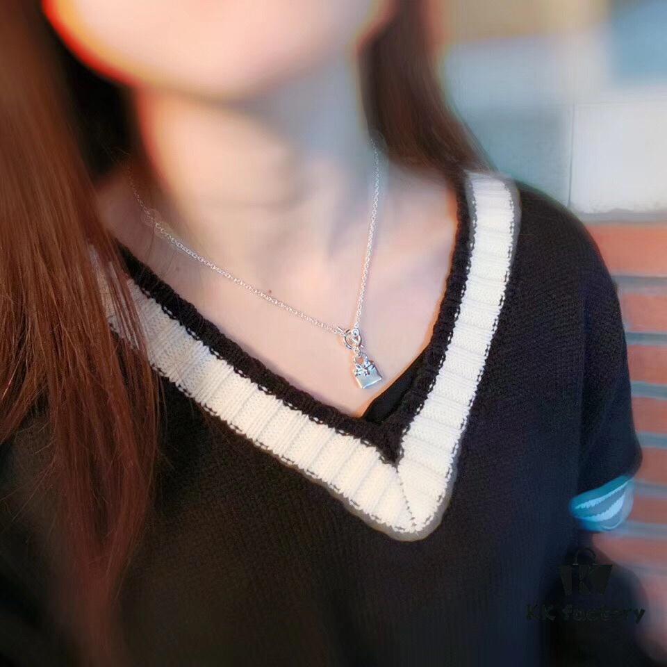 Hermes Kelly Bag Pendant Necklace in 925 Sterling Silver, Original Design, Stylish and Versatile