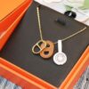 Heritage Edition. Fashionable and Trendy Top Designer Brand Hermes Lock Necklace Genuine Leather Craft with Gold-Plated Material