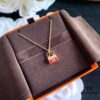 Hermes HERMES Bag Red Agate White Mother-of-Pearl Necklace