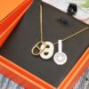 Heritage Edition. Fashionable and Trendy Top Designer Brand Hermes Lock Necklace Genuine Leather Craft with Gold-Plated Material