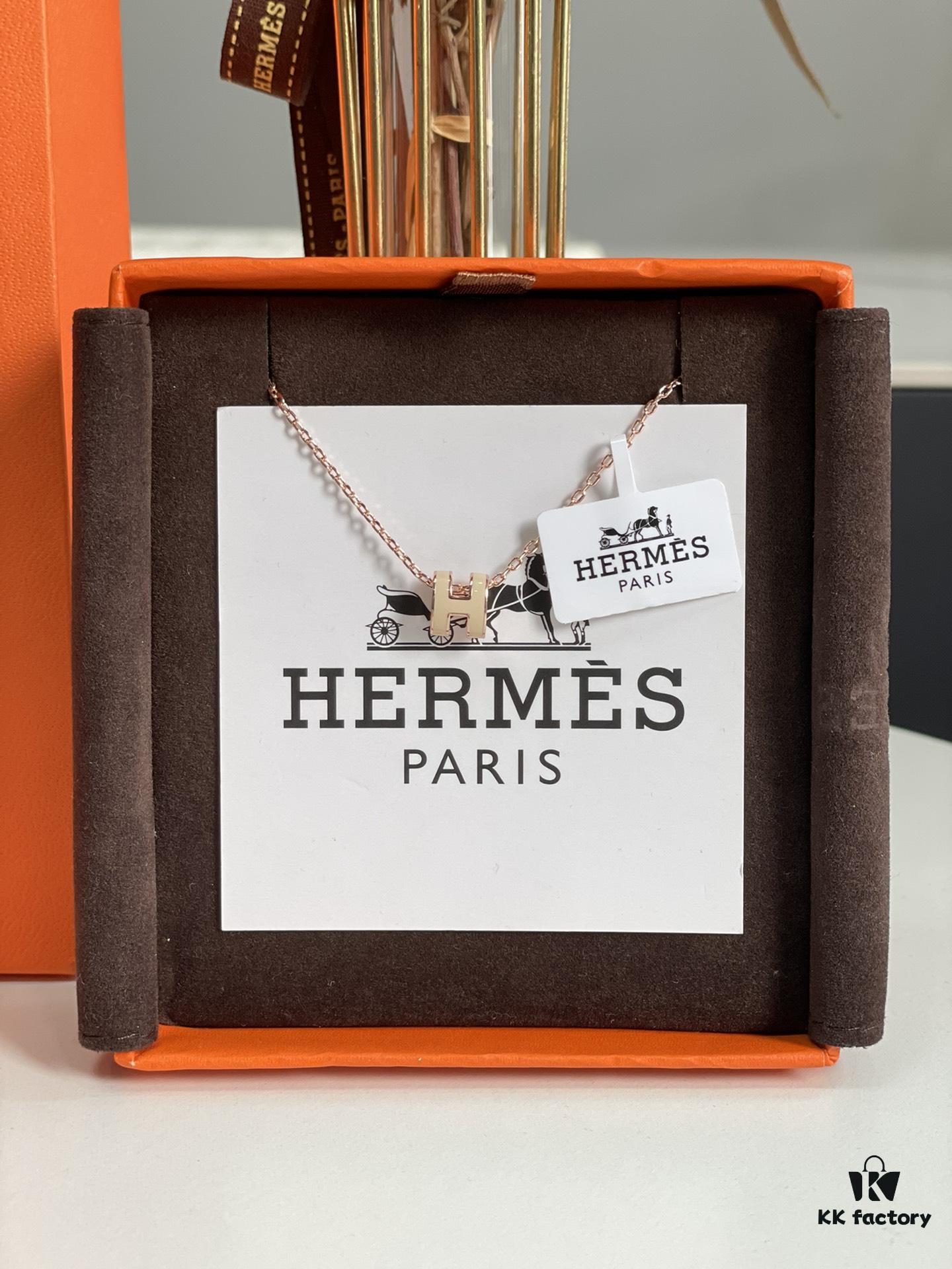 Hermes Overseas Points Member Gift Hermes | Pop H Series✨ Rose Gold Milk Tea Color [Mini Size] Classic H Closure Timeless Design