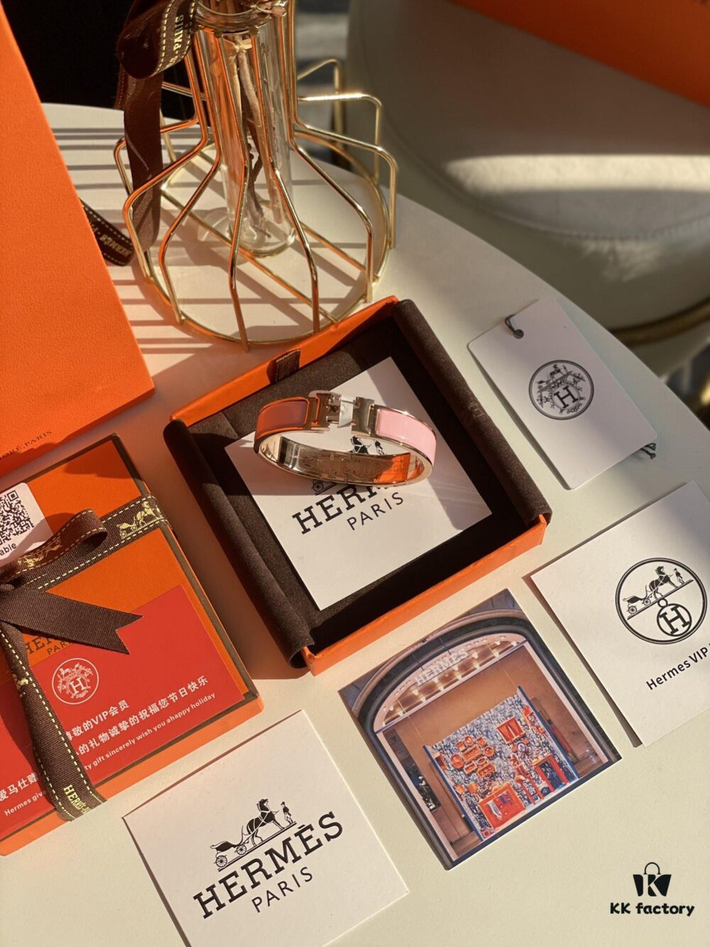 Hermes Overseas Member Points Gift | Pop H Collection Rose Gold Pink Bracelet